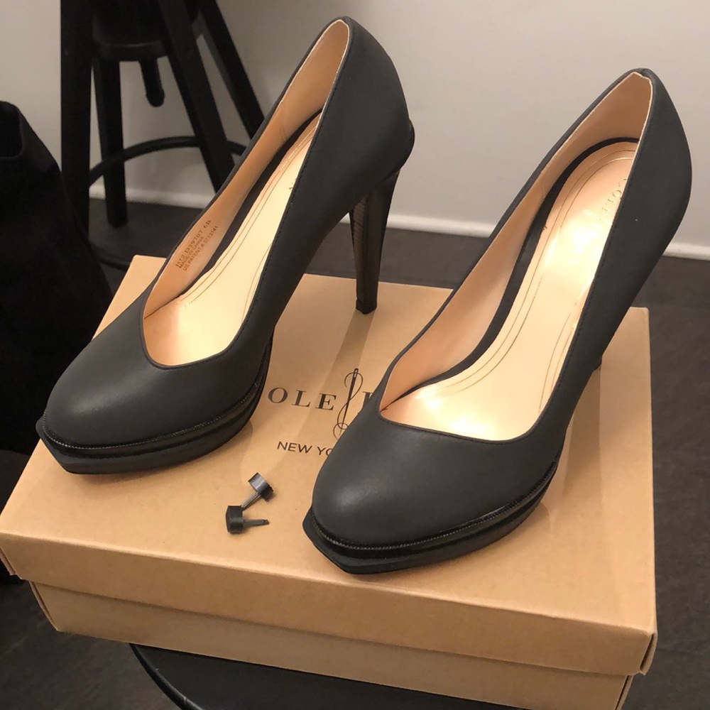 Cole Haan Black Chelsea Double-Platform Pumps